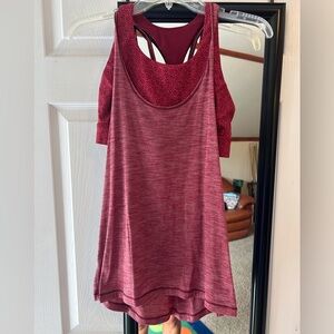 Lululemon Athletica Red Asymmetrical Layered Tank Top